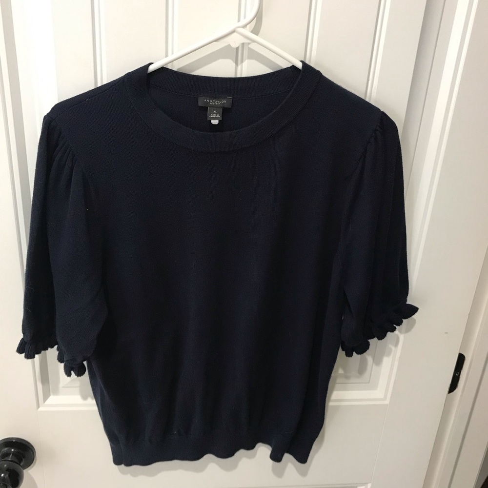 Ann Taylor Factory Knit Top with Ruffle Cuffs